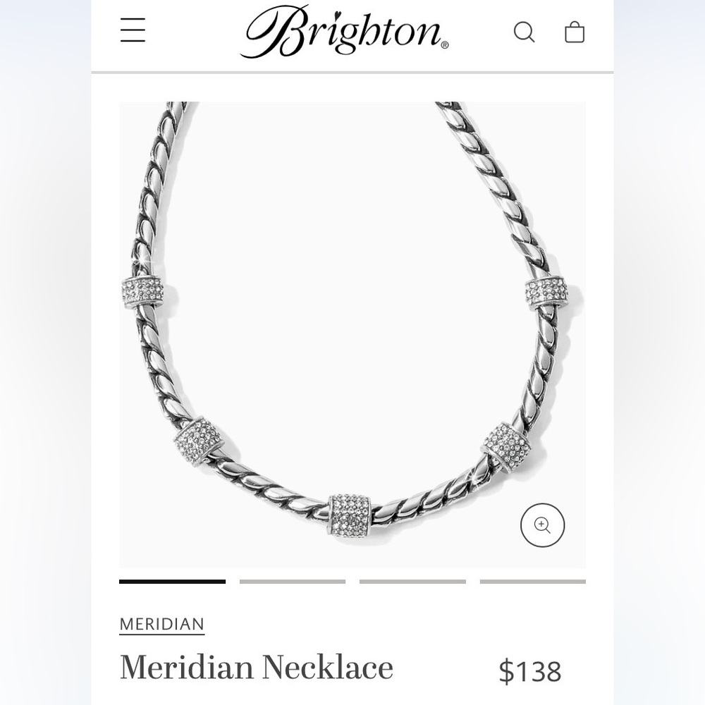 2pc SET Brighton Meridian Silver NECKLACE & BRACELET Rhinestone Fashion Jewelry